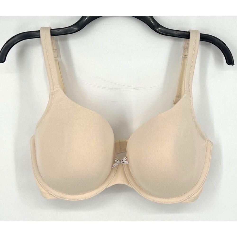 Cacique Womens Lightly Lined T-Shirt Bra Size 34F Beige Bow Front Lane Bryant